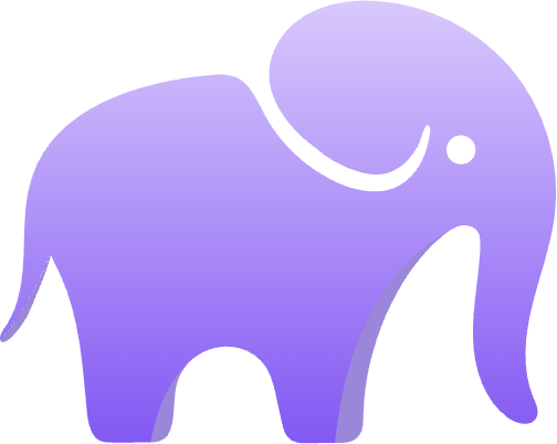Logo de Wooflash : un éléphant violet.